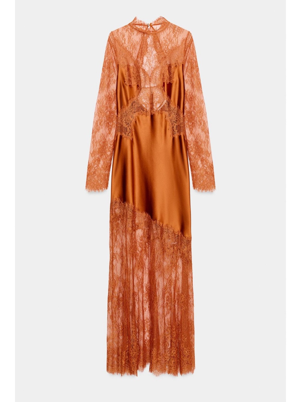 Zara ZW Collection Lace Satin Dress - Orange - NEW NWT - S Small - Picture 2 of 3